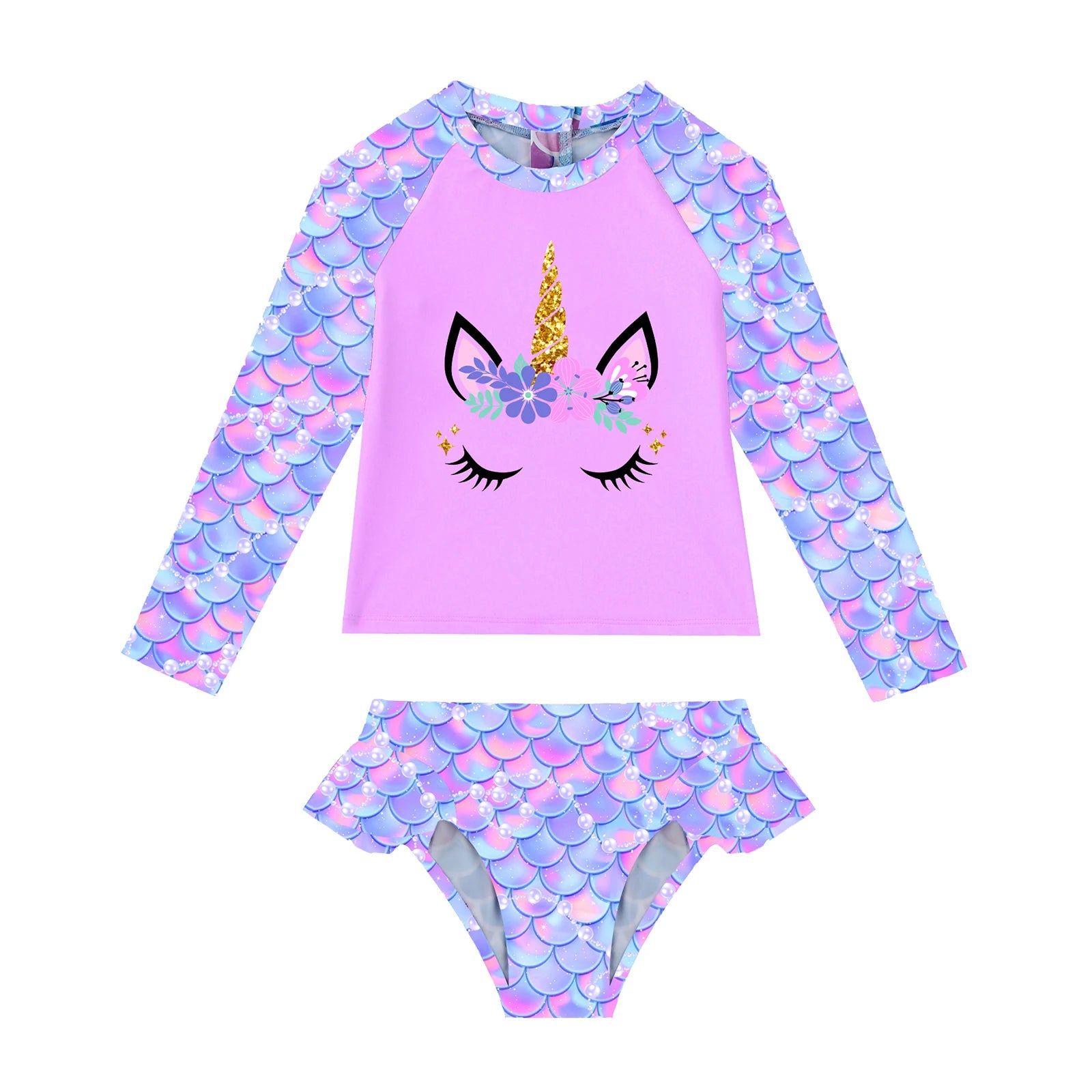 Girls 2Pcs Mermaid Swimwear Set