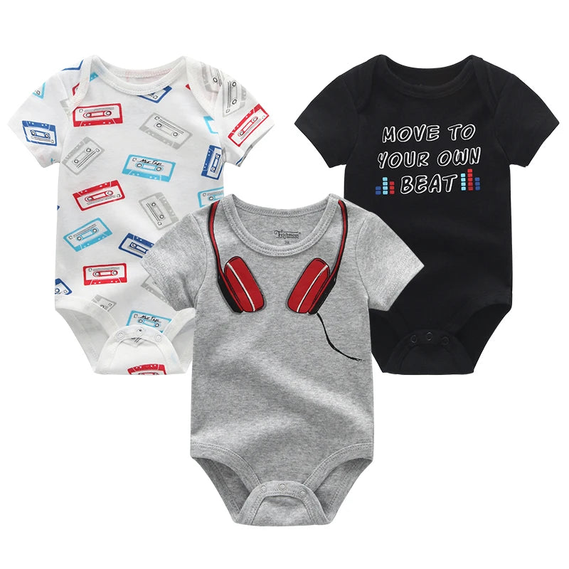 Baby Jumpsuits 3-Piece Newborn Set Bodysuit - 100% Cotton