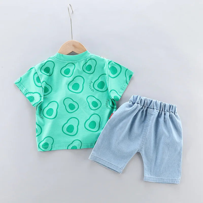 Toddler Printed T-shirt with Denim Shorts