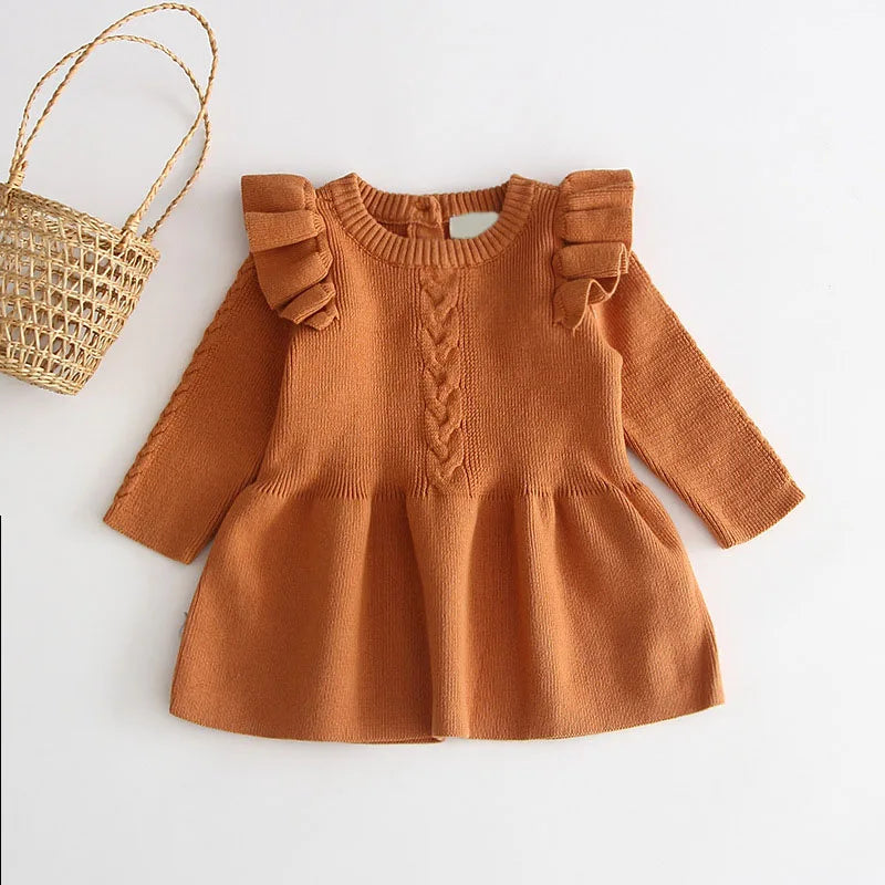 Knitted Ruffled A-Line Girly Dress