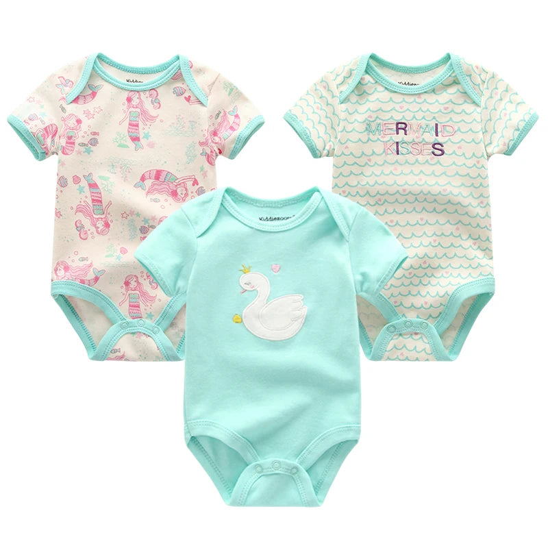 Baby Jumpsuits 3-Piece Newborn Set Bodysuit - 100% Cotton