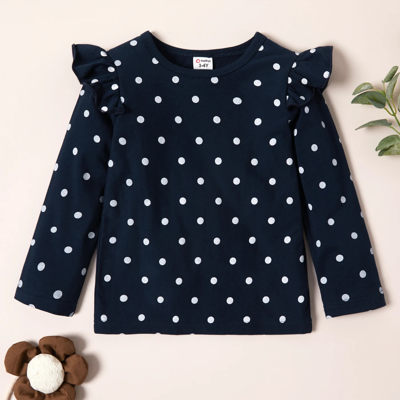 PatPat 3-pack Girls T-shirt  3 pcs T-shirts Autumn And Spring Floral Dots Long-sleeve Top Tee Sets Children Clothing