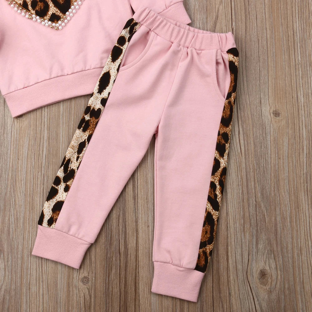 Leopard Chic Tracksuit 2PCs Set: Top & Pant