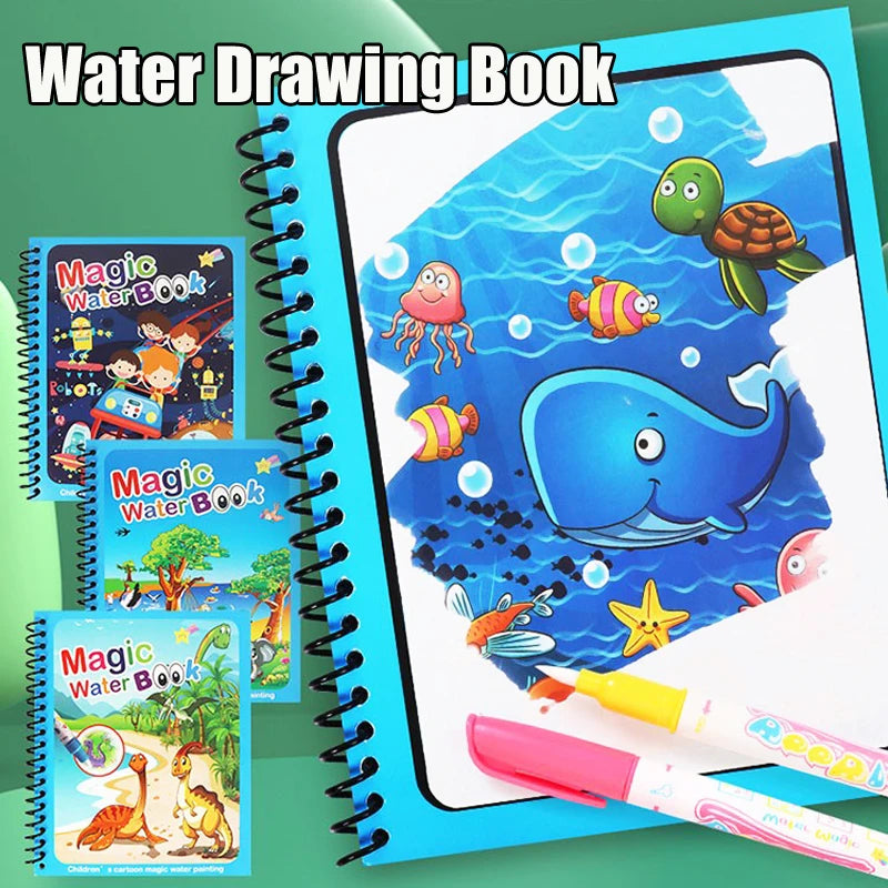 Magical Book Water Drawing Montessori Toys Reusable Coloring Book Magic Water Drawing Book Sensory Early Education Toys for Kids