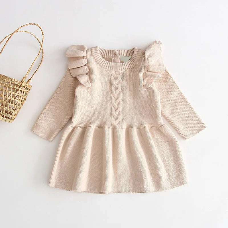 Knitted Ruffled A-Line Girly Dress