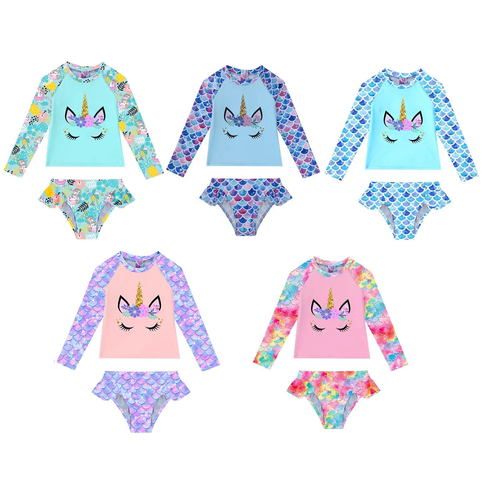 2pcs Bathing Rash Guard Swimsuit