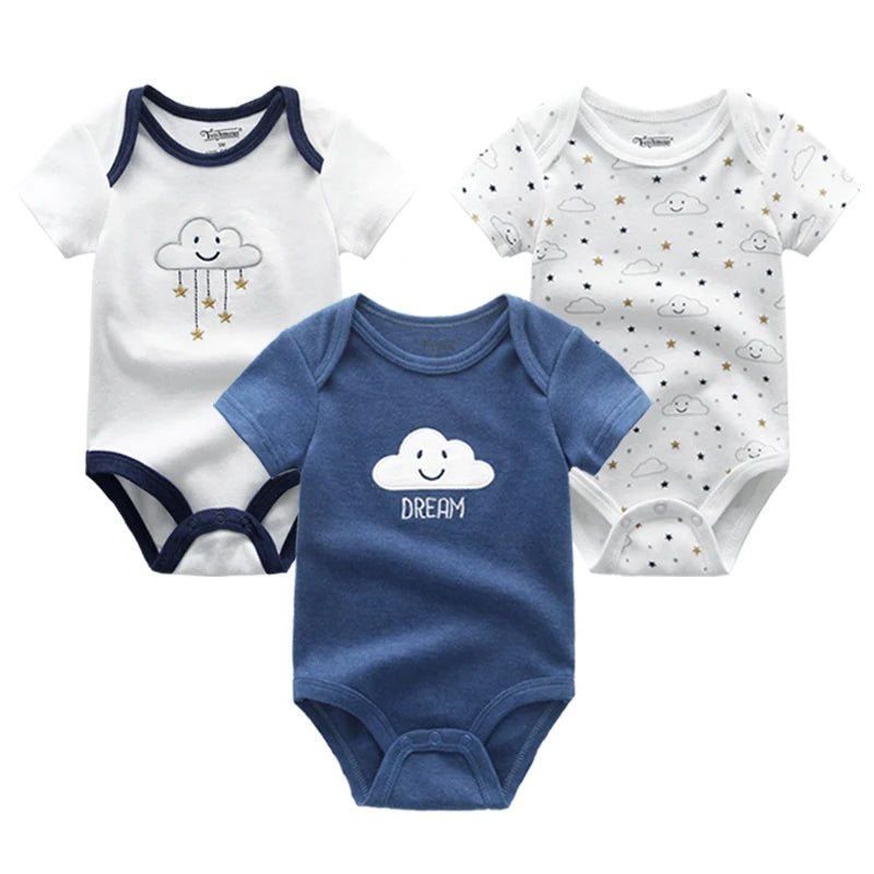 Baby Jumpsuits 3-Piece Newborn Set Bodysuit - 100% Cotton