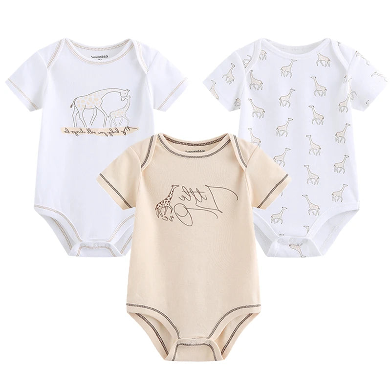 Baby Jumpsuits 3-Piece Newborn Set Bodysuit - 100% Cotton