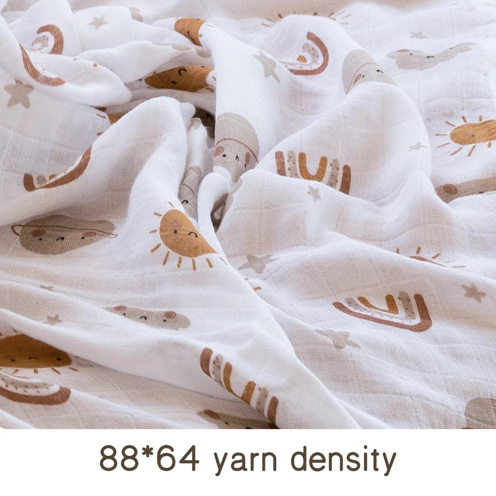 Elinfant Soft Muslin Swaddle Blanket: Cute Prints & Bamboo Comfort