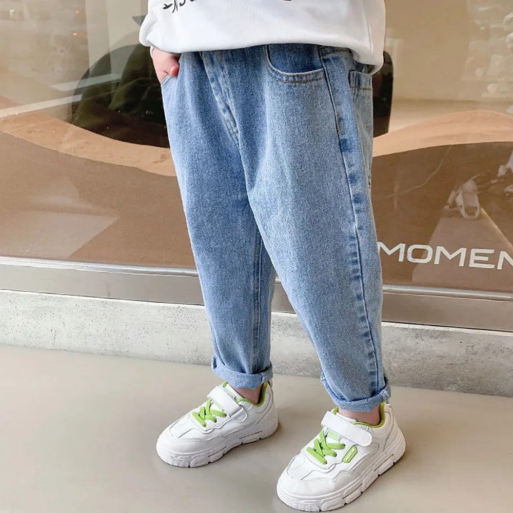 Elastic Waist Girls Denim Pants