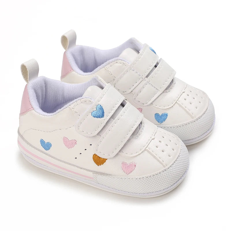 Heart-shaped Baby Sneakers: Soft Sole First Walker Shoes