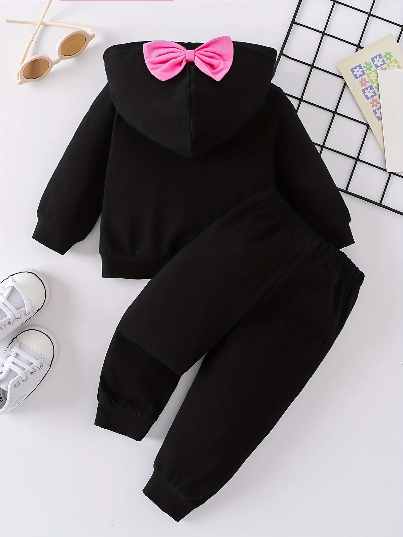 Cute Bow 2PCs Set: Hooded Top & Pant