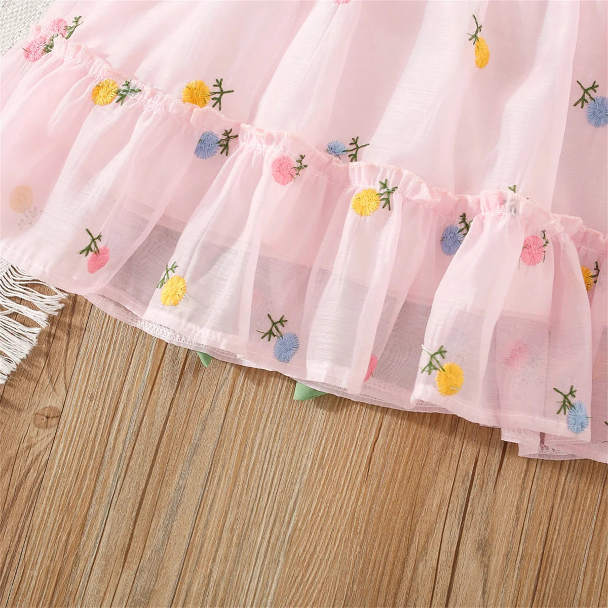 Princess Flower Embroidery Short Sleeve Dress