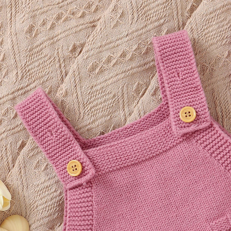 2PCs Set: Sleeveless Knitted Baby Romper & Hat