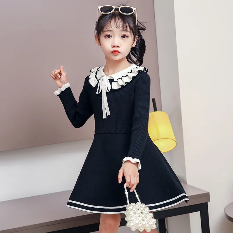 Pleated Princess Knitted Sweater Dress