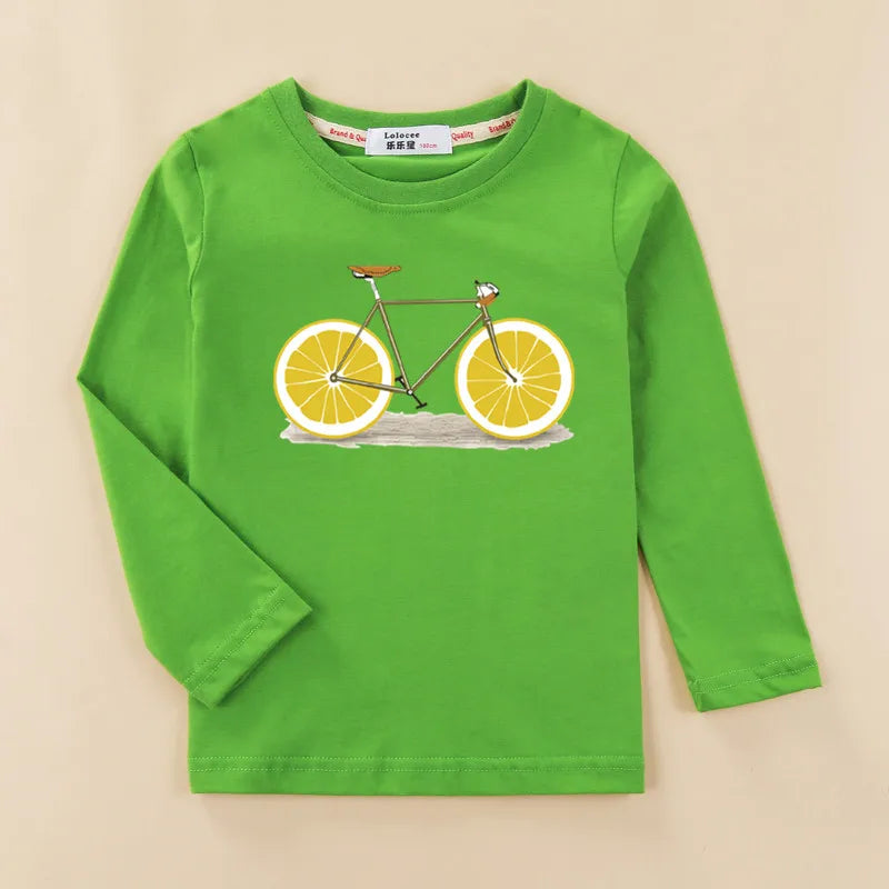 Kids Long Sleeve Lemon Bicycle T-Shirt