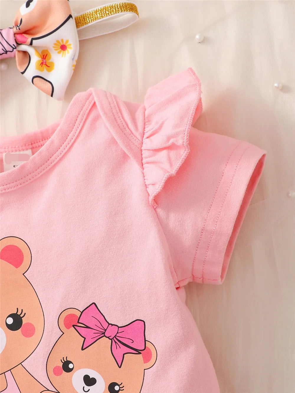 Cute Cartoon Bear 3PCS Baby Girl Outfit