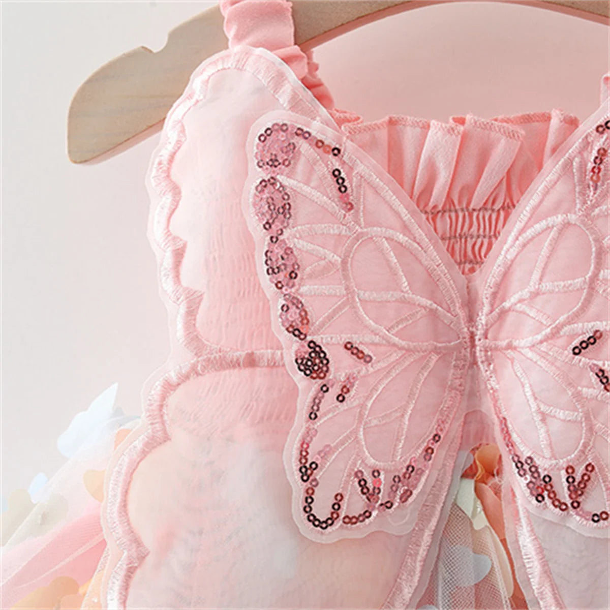 Fairy Strap Embroidered Butterfly Mesh Dress