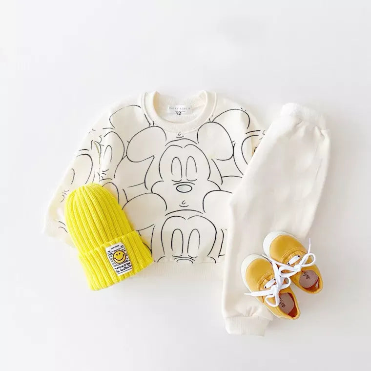 Mickey & Minnie Cotton 2PCs Set: Top & Sweatpant