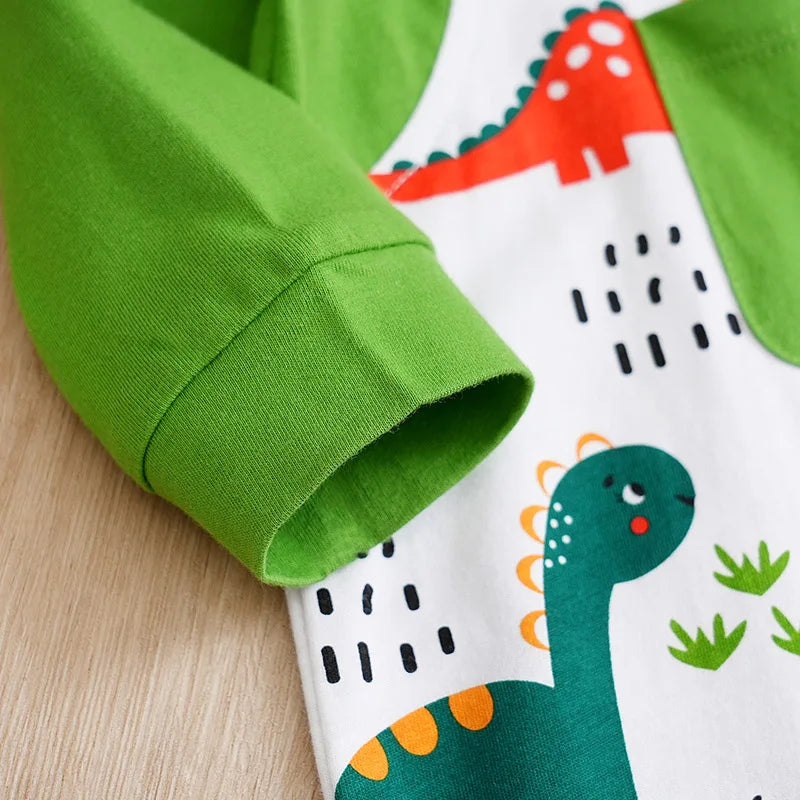 Cartoon Dinosaur Printed Cotton Baby Bodysuit