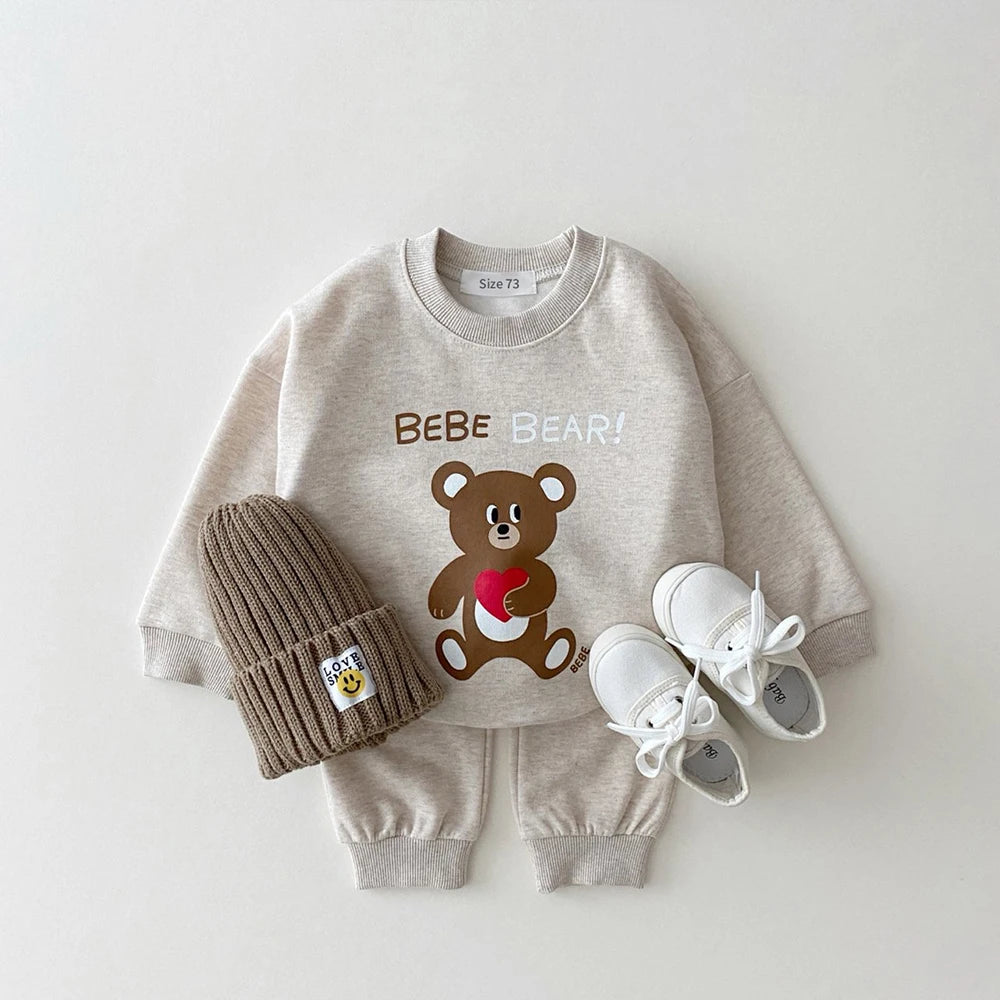 2PCs soft Cotton Cartoon set: Sweatshirt + Pant