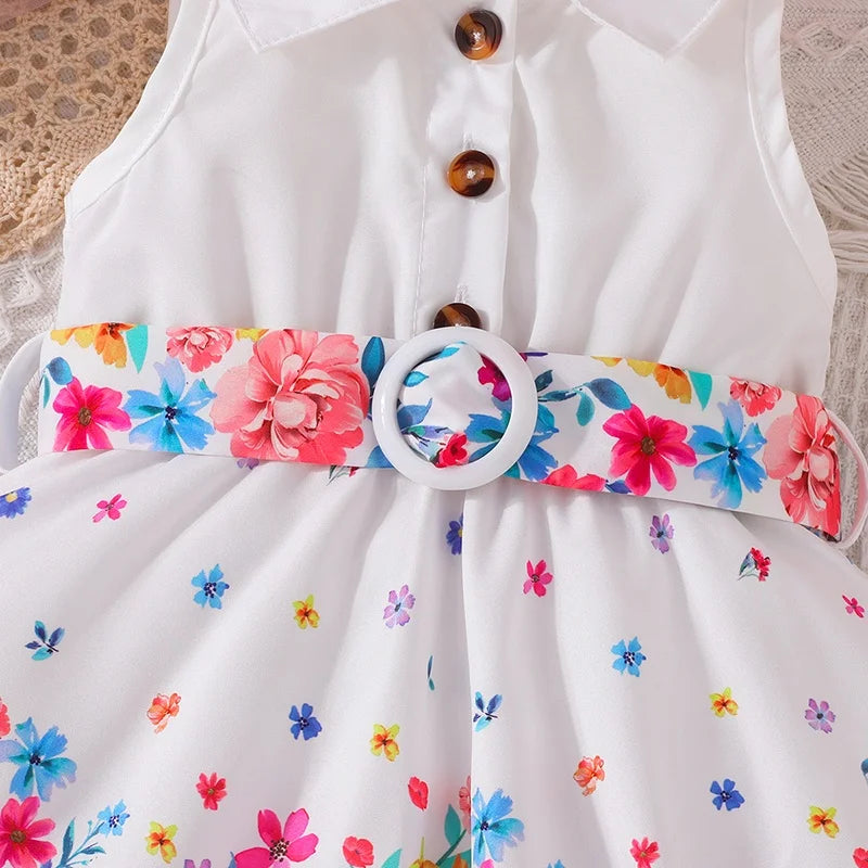 Summer Formal Floral Dress with Belt