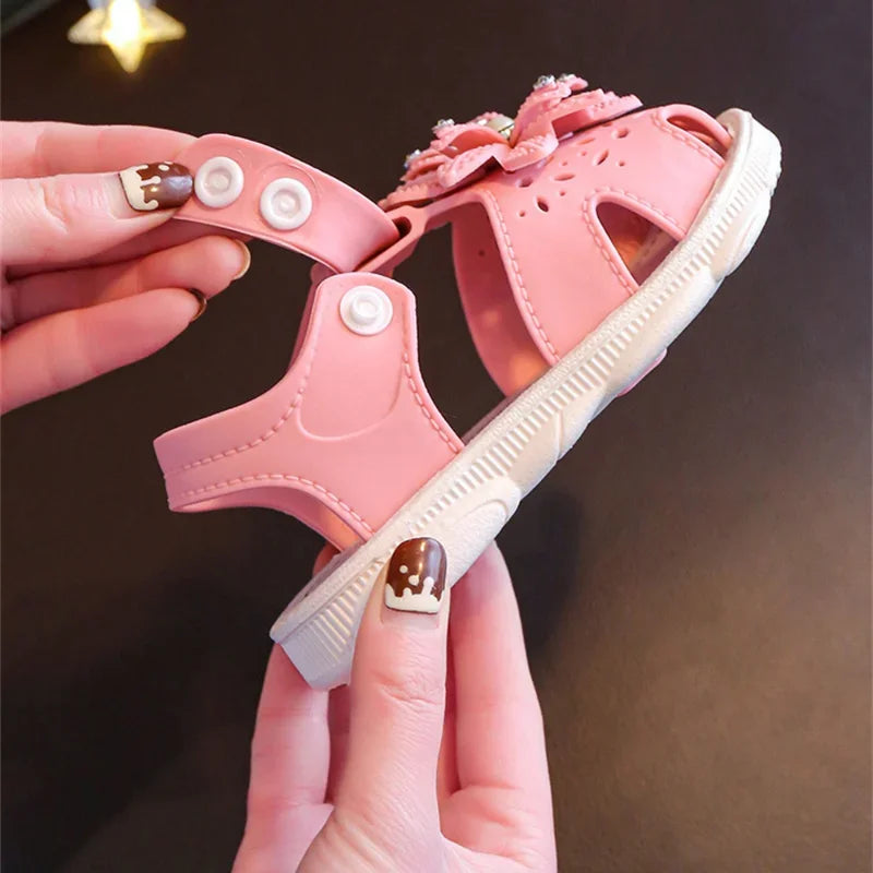 Children's Solid Bow Non Slip Sandals