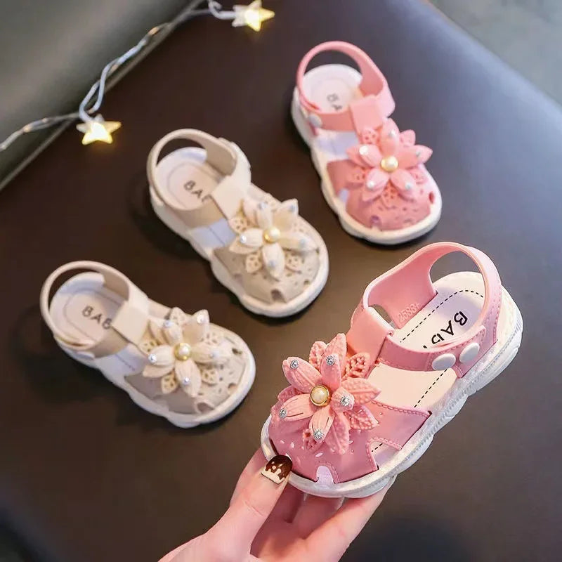 Children's Solid Bow Non Slip Sandals