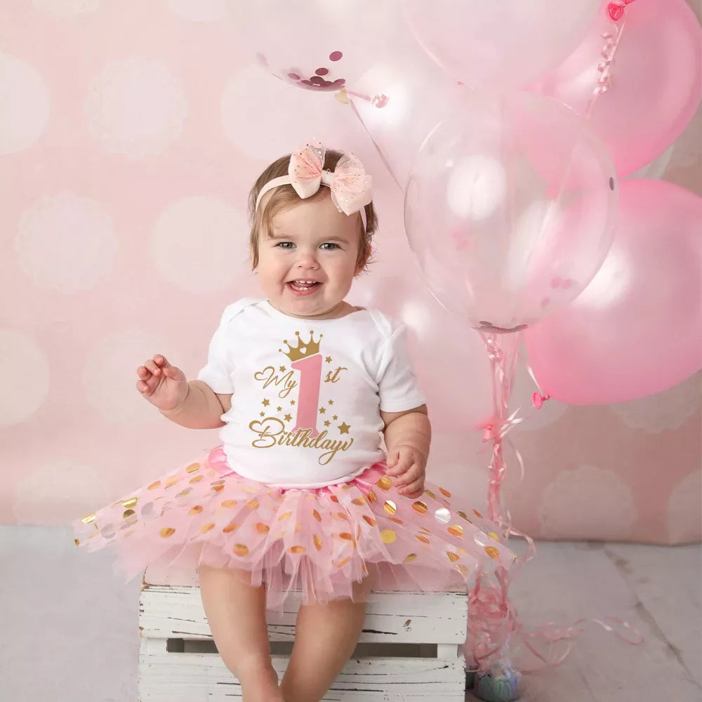 Baby Girl Birthday Party Dress Pink Tutu Cake Dresses