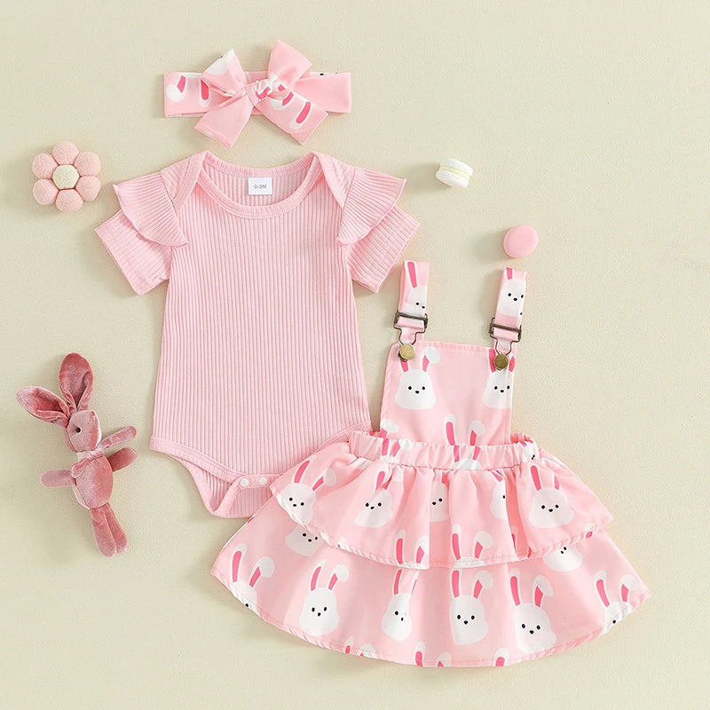 Bunny Knit Ruffle Romper Dress & Headband