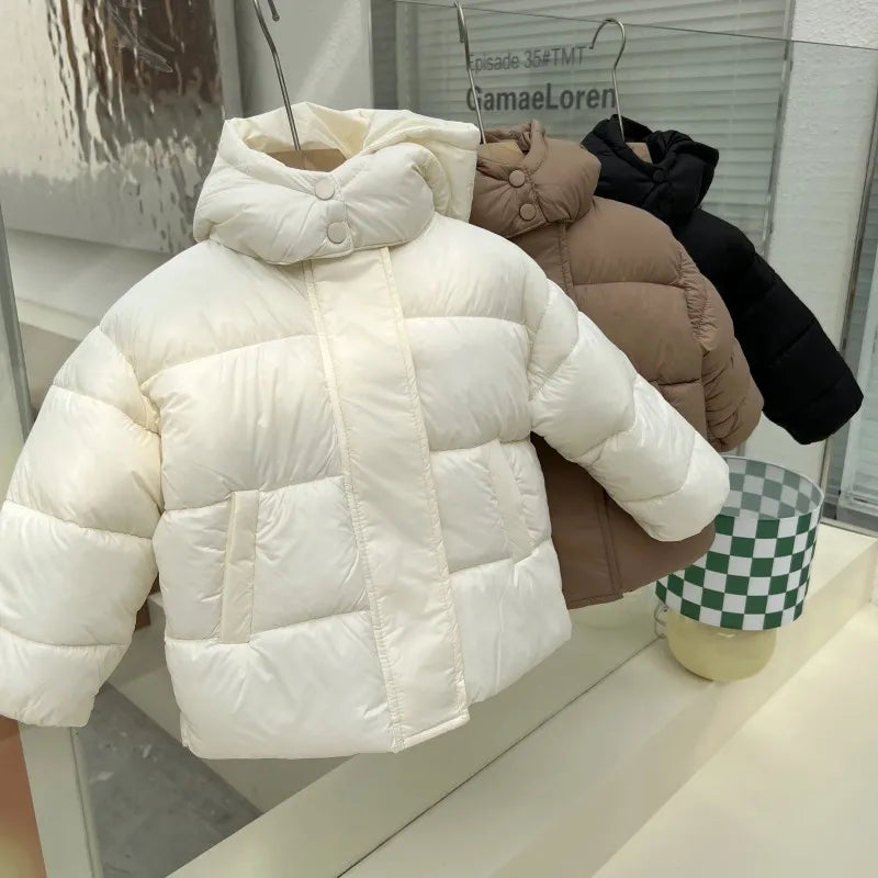 MILANCEL Korean Style Hooded Fur Coat for Girls & Boys - Thick Outerwear