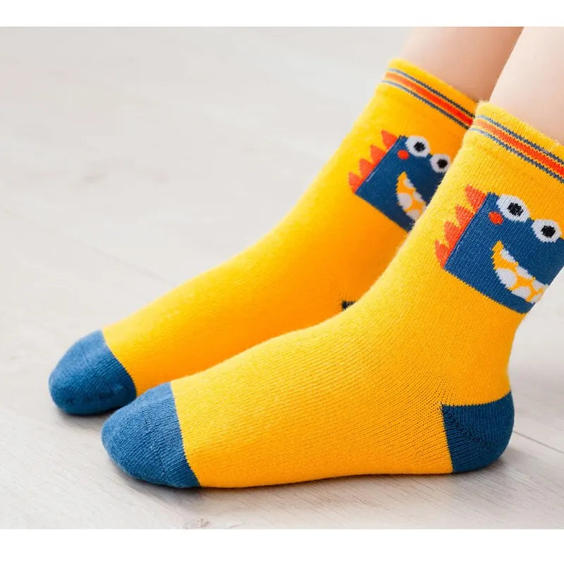 5 Pairs Kids' Cotton Socks: Breathable, Sweat-Absorbing (Autumn/Winter)