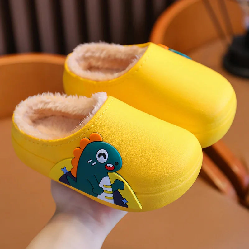 Winter Kids Shoes Cartoon Cute Slippers Warm Waterproof Non-slip Girl Home Indoors Slippers Boy Baby Parent-Child Cotton Shoes