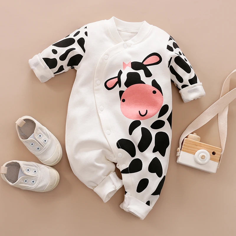 Cotton Cow Baby Romper - Long Sleeve Unisex Bodysuit