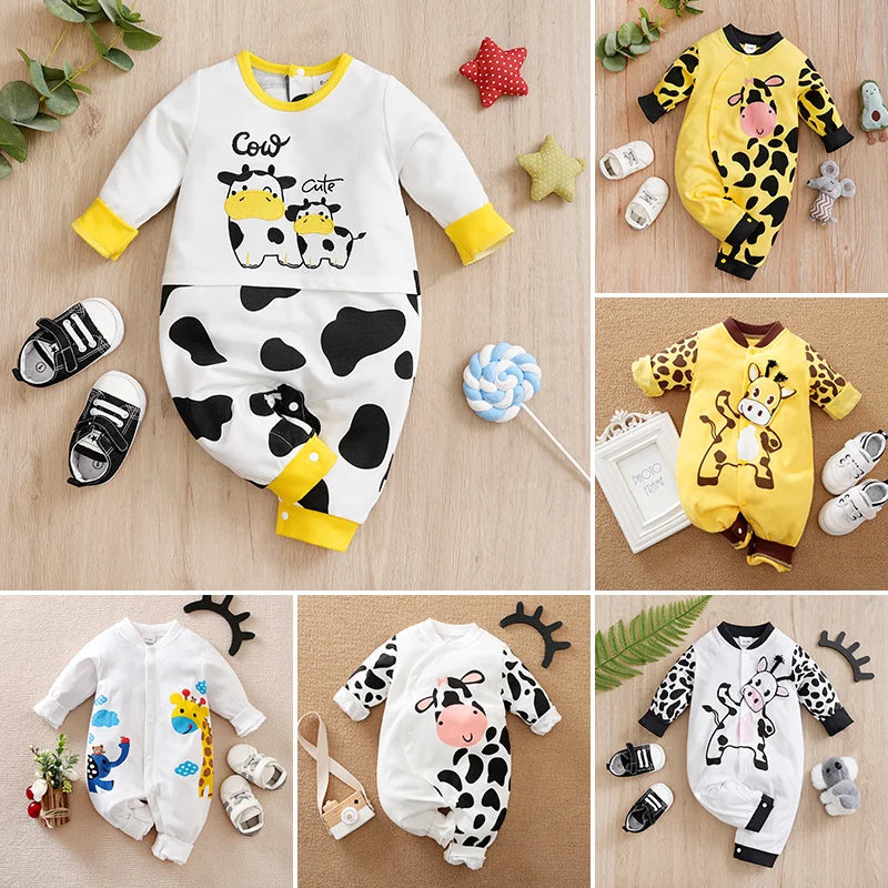 Cotton Cow Baby Romper - Long Sleeve Unisex Bodysuit