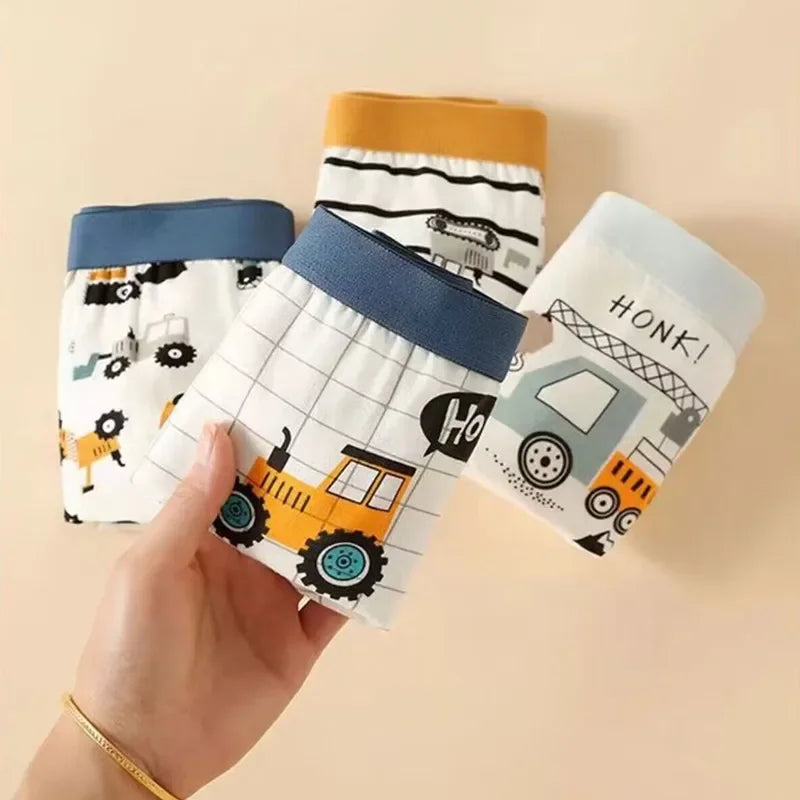 4Pcs Cotton Cartoon Underwear Boxer Panties