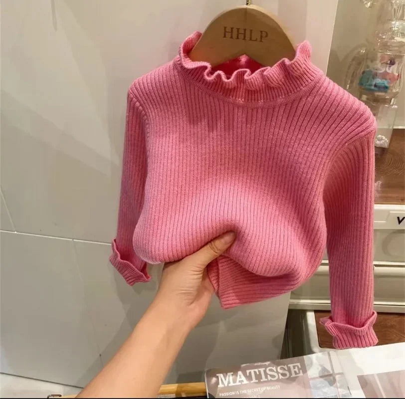 Soft Knit Sweater with Raffled Collar