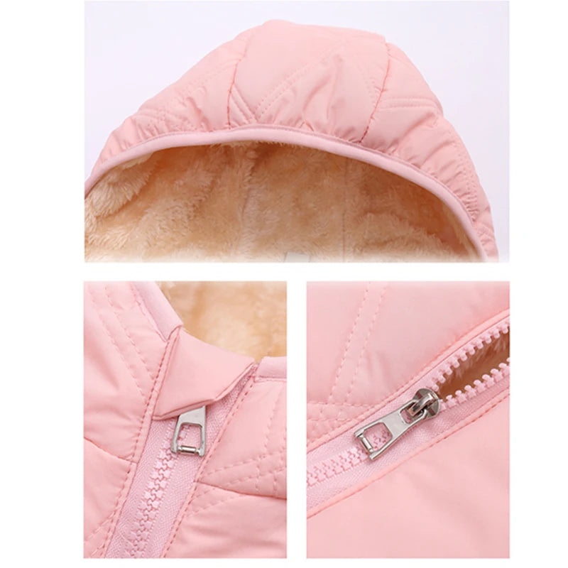 Baby Kids Coats Winter Thicken Jackets For Boys Warm Plush Outerwear Girls Fur Hooded Jackets Toddler Children Clothes Snowsuit