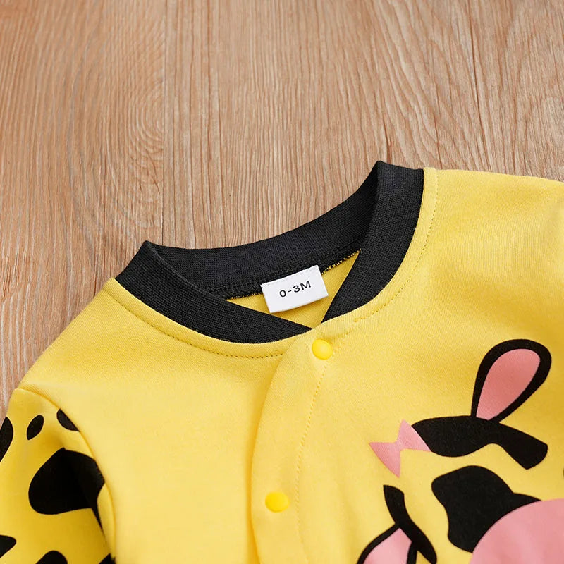 Cow Print Long Sleeve Bodysuit