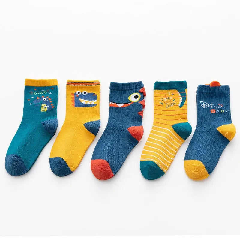 5 Pairs Kids' Cotton Socks: Breathable, Sweat-Absorbing (Autumn/Winter)