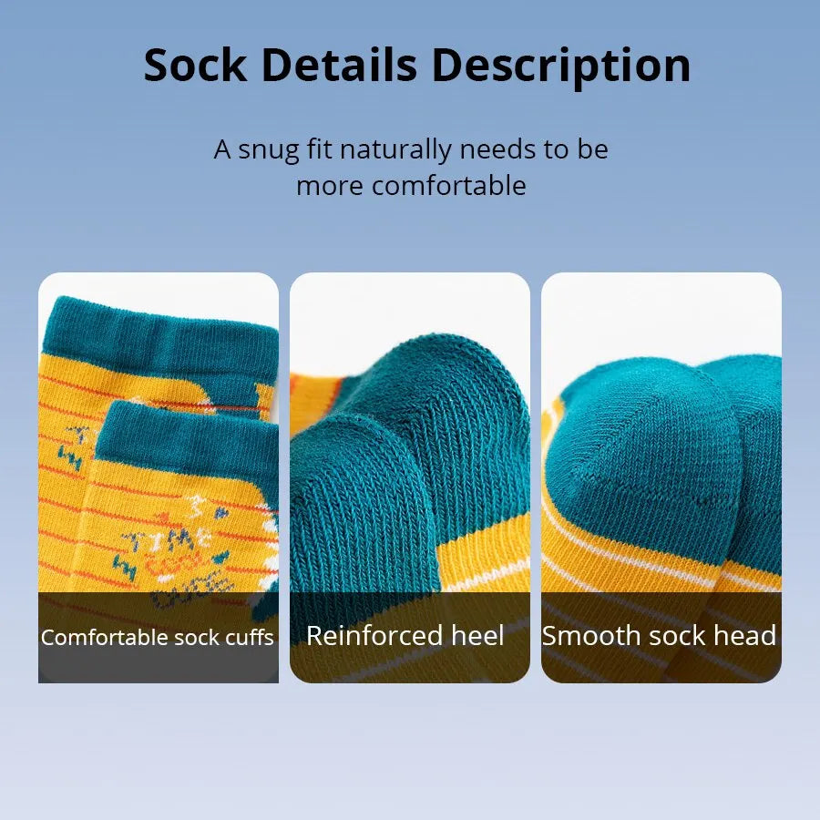 5 Pairs Kids' Cotton Socks: Breathable, Sweat-Absorbing (Autumn/Winter)