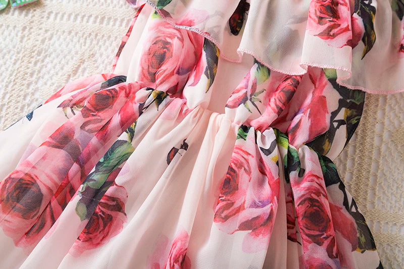 Girls Floral Print Sleeveless Dress