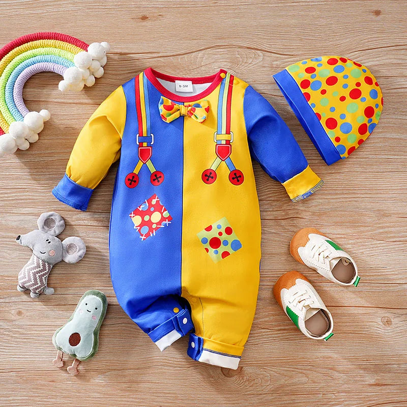 2-Piece Baby Romper & Hat – Cosplay Clown Costume