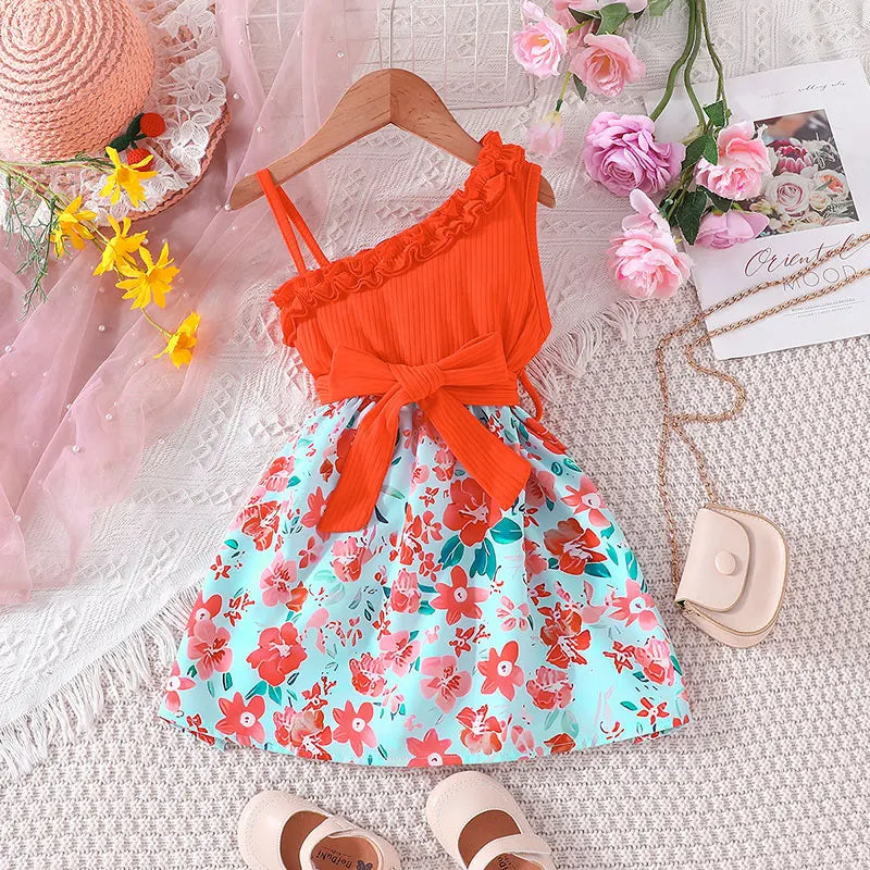 Princess Floral Off-Shoulder Sleeveless Dress