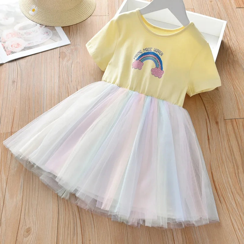 Princess Short Sleeve Unicorn Cotton Dress