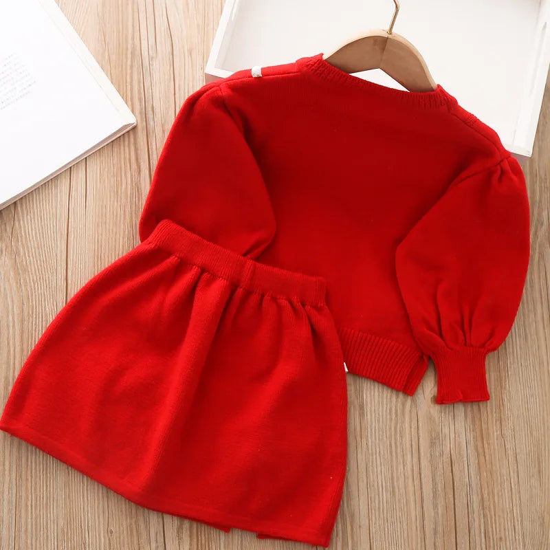 Girls Sweater & Skirt 2PCs Set