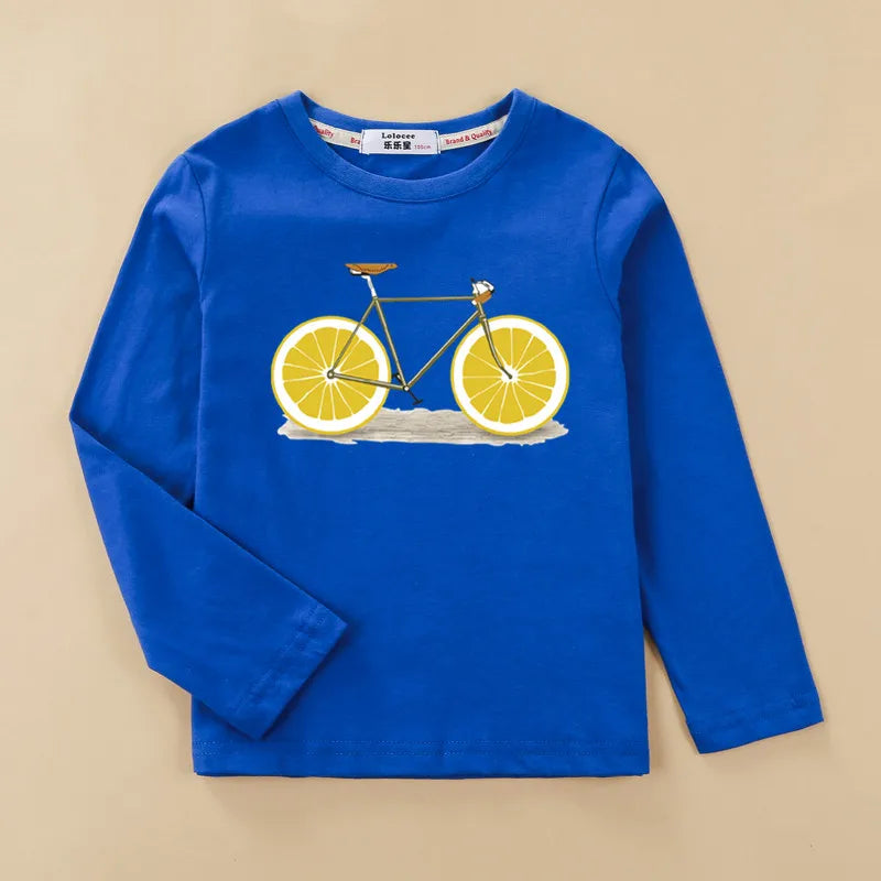 Kids Long Sleeve Lemon Bicycle T-Shirt