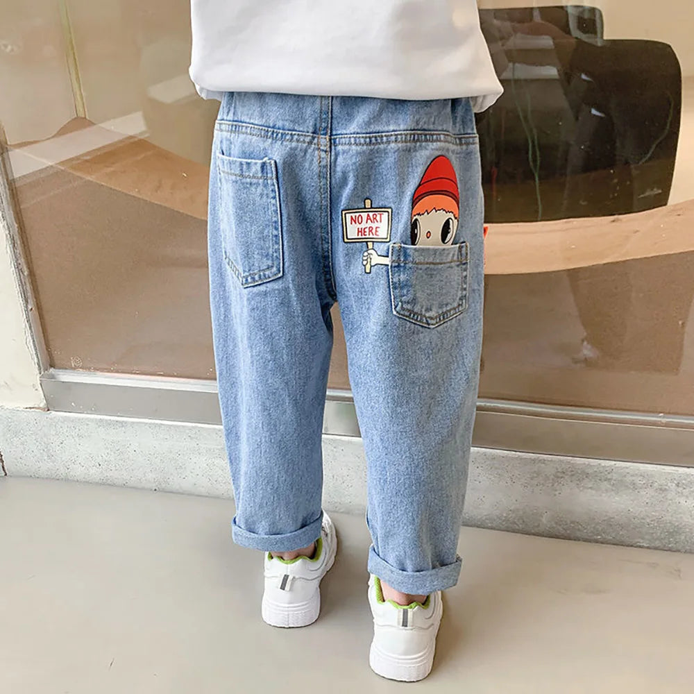 Elastic Waist Girls Denim Pants