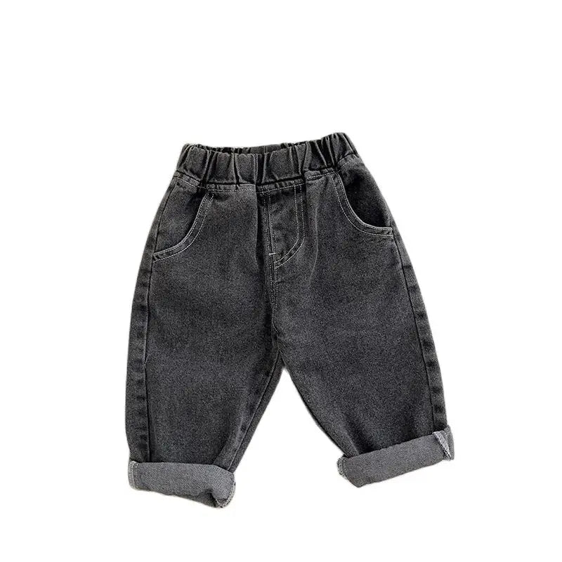 MILANCEL Solid Baby Jeans Casual Denim Pants for Boys, Fashion Trousers for Girls