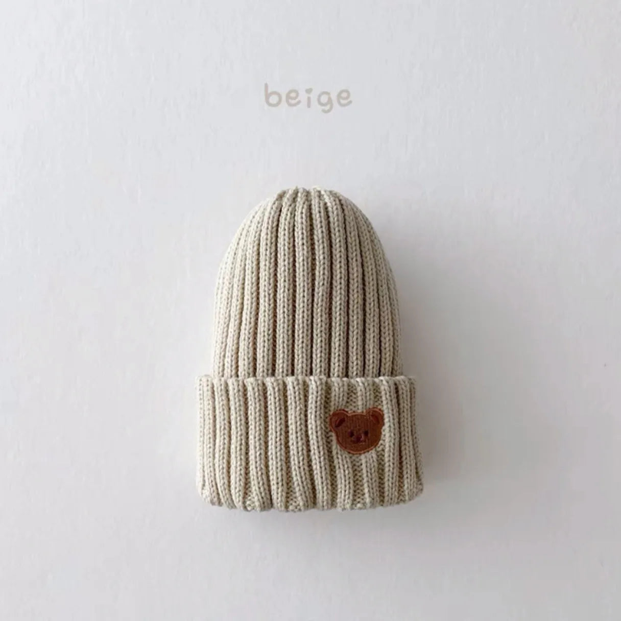 Knit Hat with Bear Head Embroidery Boys & Girls